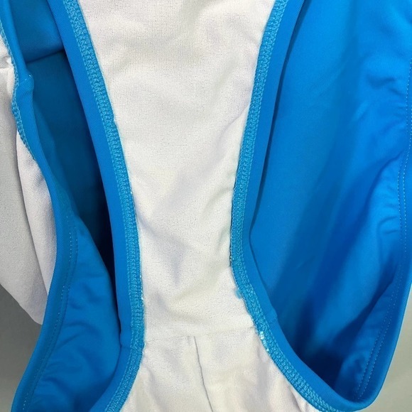 A.N.A. A New Approach Bright Blue One Piece Ring Detail Halter Swimsuit Size 10 - Picture 14 of 15